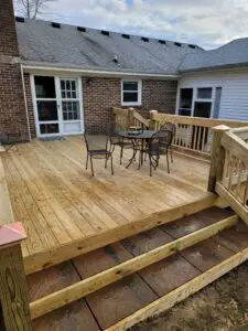 Freshly finished deck with stone stairs in Murfreesboro, TN