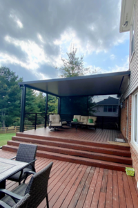 Back patio deck built near Murfreesboro, TN with cover and stairs